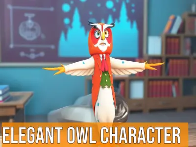 Elegant Owl Character model pack Low-poly 3D model