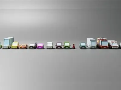 Low Poly Toon type Cars Pack Low-poly 3D model