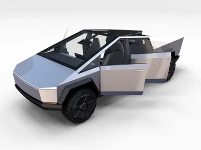 Tesla Cybertruck with chassis and interior 3D model
