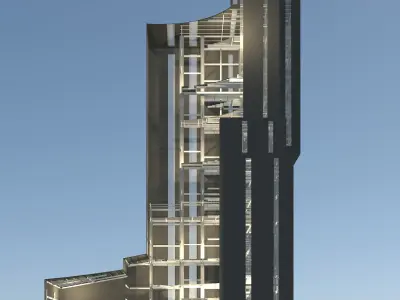 Industrial tower in curvy cutaway section 25i07 3D model