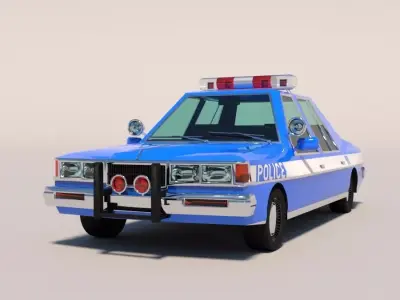 Police car in cartoon style Low-poly 3D model