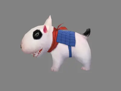 Cartoon bull terrier - puppy dog Low-poly 3D model