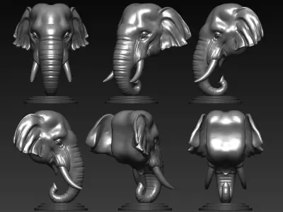 Elephant Asian Bust 3D print model