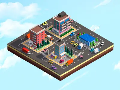 Cartoon Lowpoly City Free Game Pack  Free low-poly 3D model