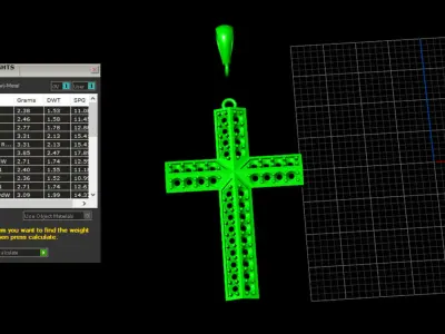 luxury full diamond cross pendant 3D print model