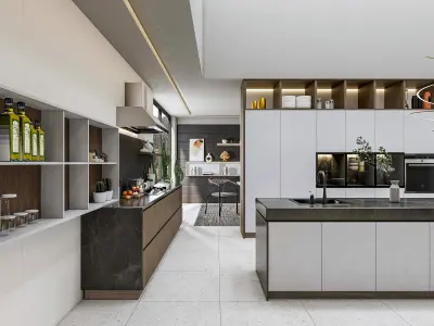 Kitchen fully parametric  Resizable manufacturable  0015 3D model