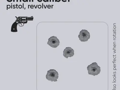 15 Bullet Hole Decals Pack on Concrete Wall 4 Texture