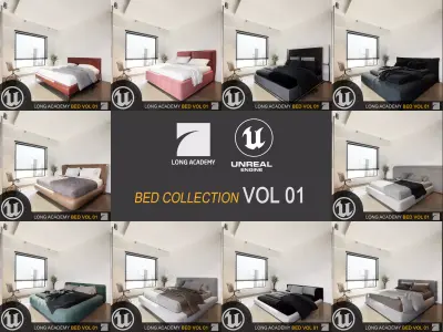 UE4- BED COLLECTION VOL001 Low-poly 3D model