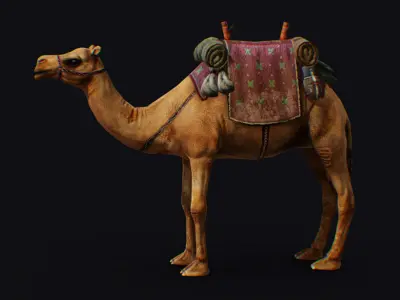 Camel Harnessed Desert Animal Lowpoly 3d Model Mammal Low-poly 3D model