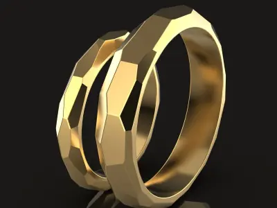 Wedding rings with voronoi pattern 3D print model