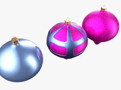 Christmas Tree Ornament Set8 - Pink LightBlue Low-poly 3D model