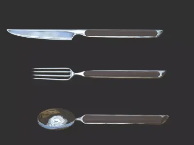 Steel Utensils  Low-poly 3D model