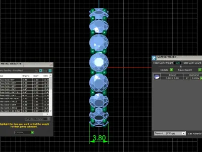 U Shaped Eternity Ring 3 point 8 mm stone size swiss 12 and EU52 3D print model