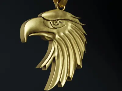 Eagle Stylized Pendant Coin Amulet Necklace 3D print model