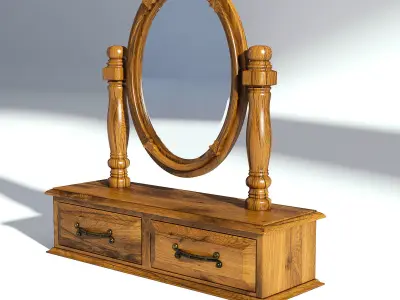 Victorian Desk Mirror Old Natural 3D model