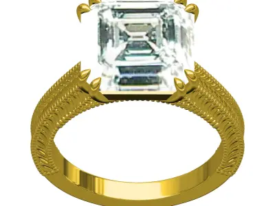 Single Stone Cathedral Art Deco Ring 3D print model