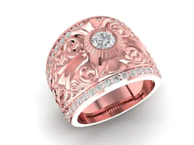 Classic Engraved Gemstone Men Ring 3D Model 643 3D print model