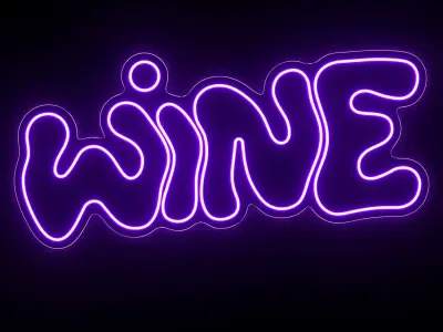 WINE Neon Sign 3D model purchase