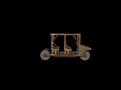 Flintstones ston age car antique car driving medieval 3D model