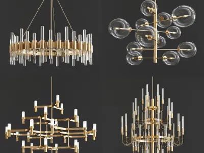 Chandelier Collection 001 - High Quality 36 type lighting set 3D model