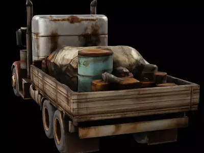 Rusty Cargo Truck Post Apocalyptic Industrial Game Ready Low-poly 3D model