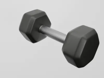 Black rubber dumbbells with perforated handle 3D model