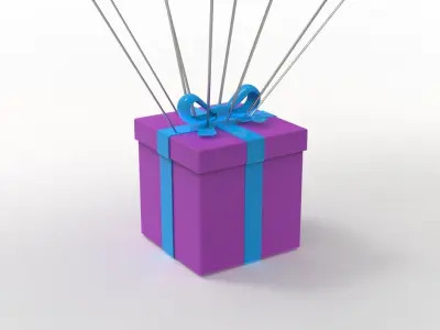 balloons colorful with gift box 3D model