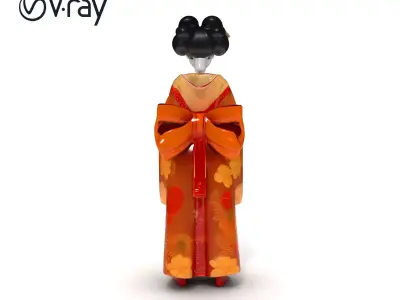 Geisha Character Model Pack with Traditional Kimono Low-poly 3D model