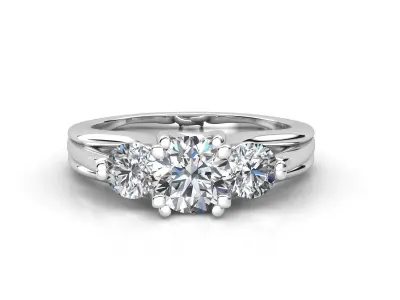 aj-06 three stone diamond engagement ring 3D print model