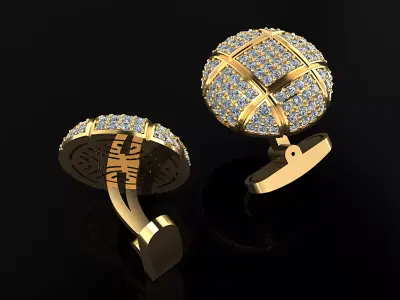 Cufflink with Diamonds 3D print model