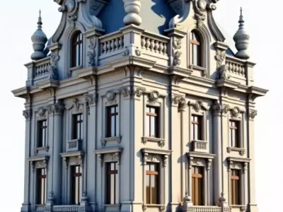 Baroque Style Palace  Detailed Historical Architecture Low-poly 3D model