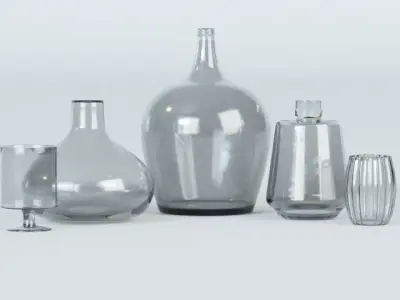 Set Glass Vase 3D model