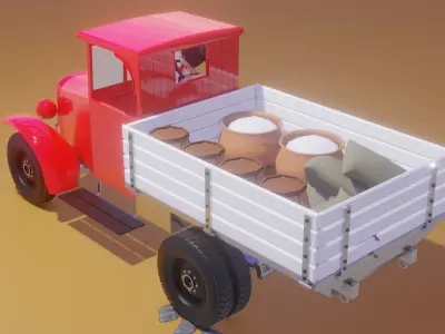 Farm Truck Low-poly 3D model