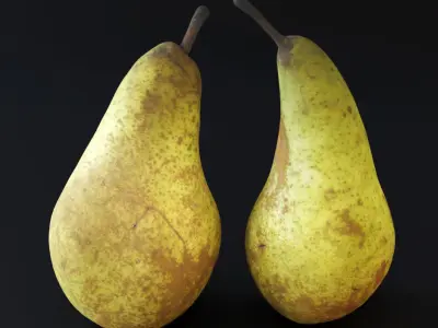 Decorative wooden bowl with pears 3D model
