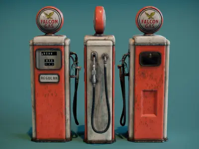 Vintage Gas Pump Low-poly 3D model