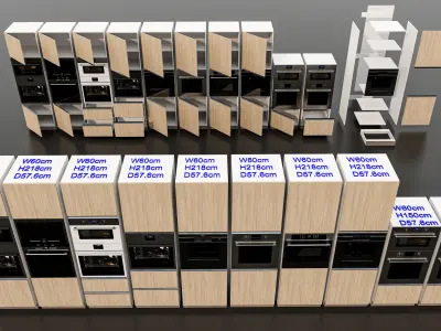Kitchens and closets library of dynamic blocks Kitchen cabinets Low-poly 3D model