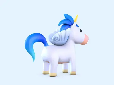 Cartoon Pegasus Low-poly 3D model