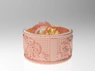 carp turning into a dragon male ring 3D print model