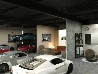 MODERN CARS WORKSHOP OFFICE 3D model
