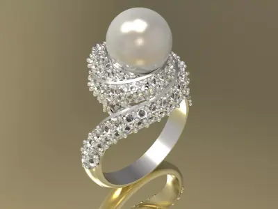 luxury pearl ring pr0003 3D print model