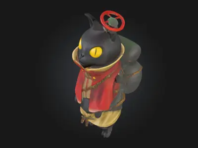 Cat Adventurer  Whimsical Explorer Character for Fantasy  3D model