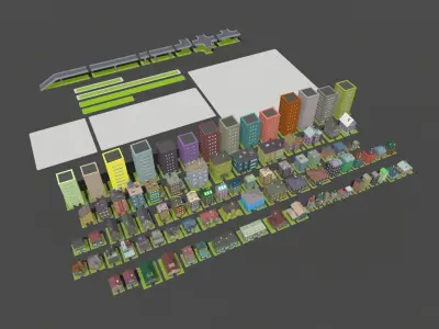 LowPoly City Pack Low-poly 3D model
