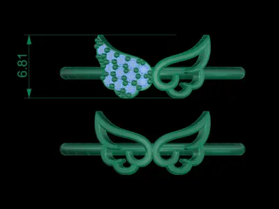 Wing Ring STL 3D print model Angel ring  3D print model