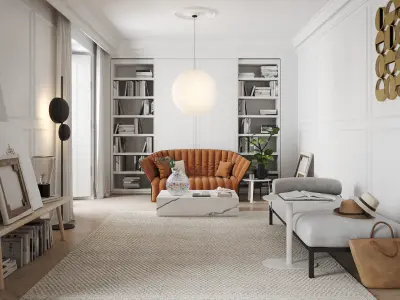 Eclectic Apartment Interior Scene for Cinema 4D and Corona 3D model