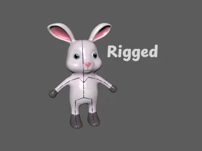 High-Quality 3D Cute Rabbit - Animated for Games Low-poly 3D model