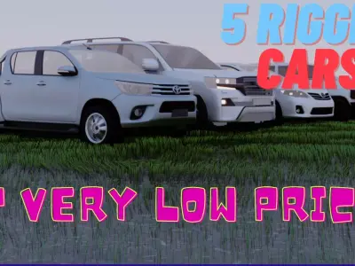 5 Rigged cars high poly 3d Models Free 3D model