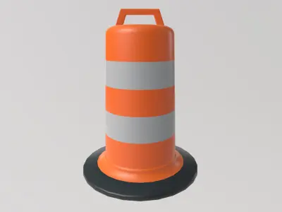 Stylized Low-Poly Cylinder Traffic Barrel Low-poly 3D model