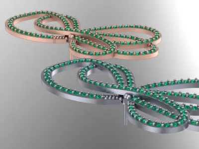 bowtie papion brooch and earrings 2nd version 3D print model