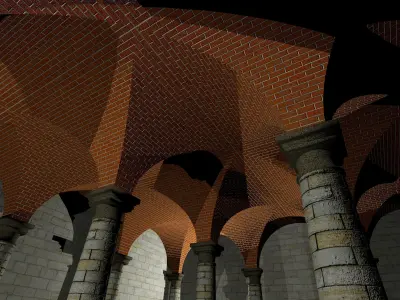Vaulting 1-1   Romanic  500m spaced  simple Low-poly 3D model