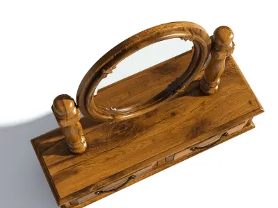 Victorian Desk Mirror Old Natural 3D model